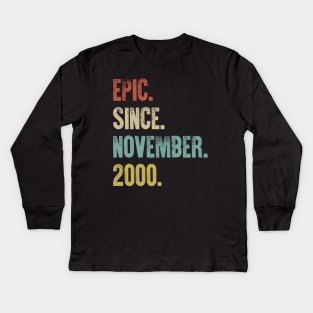 Retro Vintage 20th Birthday Epic Since June 2000 Kids Long Sleeve T-Shirt